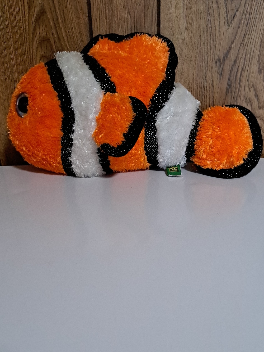 Wild Republic Plush Clownfish  Orange & White & Black. 15 Inches